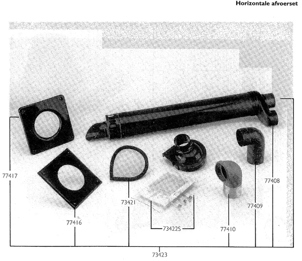 Exploded view Nefit (Bosch) Turbo 90 HRC32V: Horizontale afvoerset