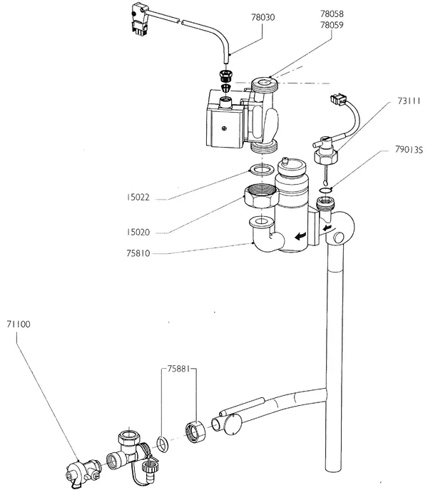 Exploded view Nefit (Bosch) Turbo 90 HRC32V: Retourcircuit
