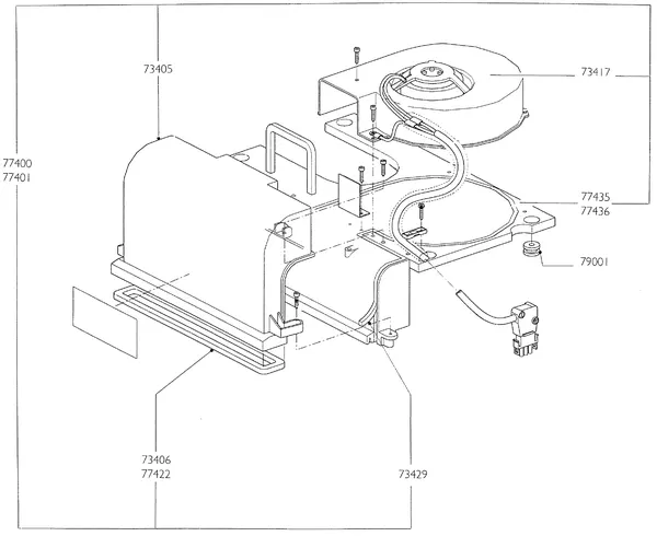 Exploded view Nefit (Bosch) Turbo 90 HRC32V: Ventilator