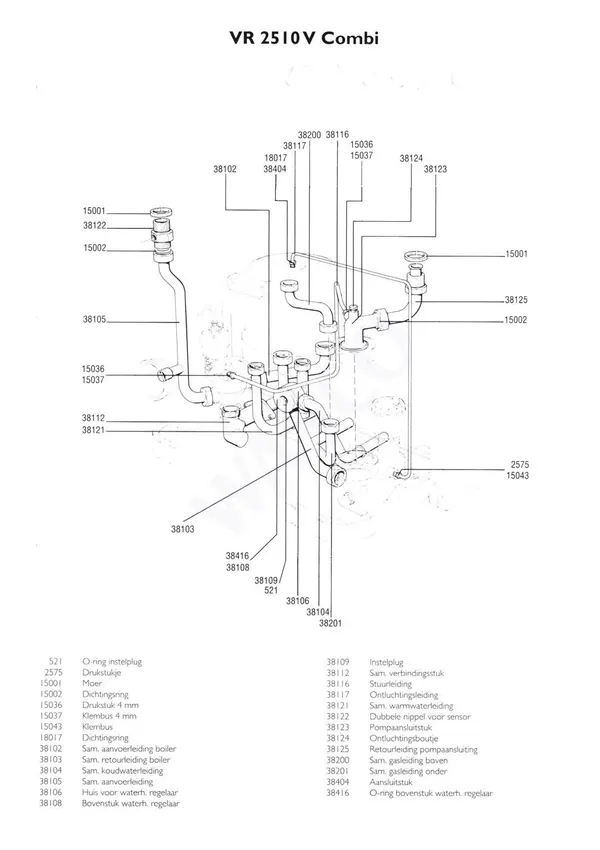 Vue éclatée Nefit (Bosch) VR 2510V Combi : Tuyaux