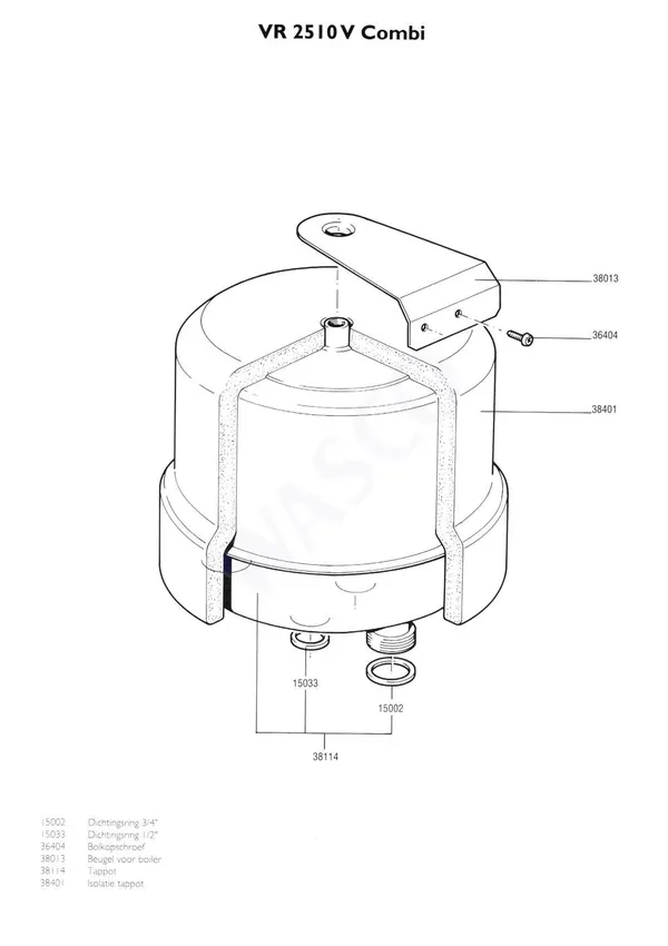 Vue éclatée Nefit (Bosch) VR 2510V Combi : Tappot