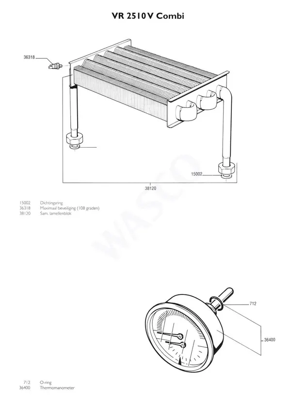 Vue éclatée Nefit (Bosch) VR 2510V Combi : Échangeur thermique