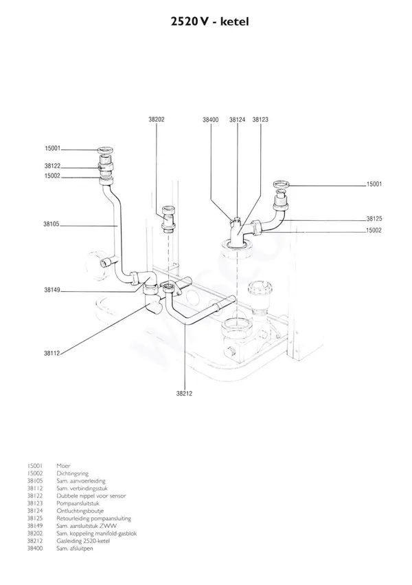 Exploded view Nefit (Bosch) VR 2520V Ketel: Leidingen