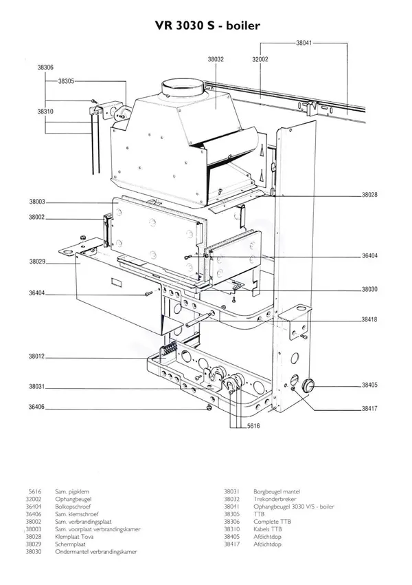 Exploded view Nefit (Bosch) VR 3030S Boiler: Frame