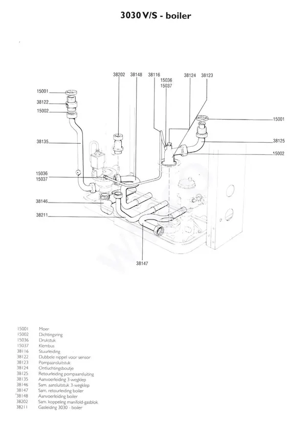 Exploded view Nefit (Bosch) VR 3030S Boiler: Leidingen