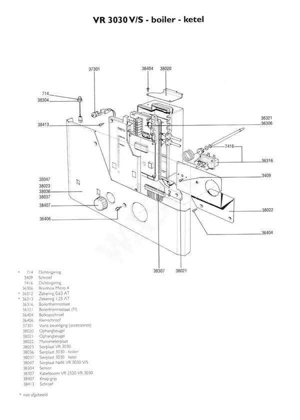 Exploded view Nefit (Bosch) VR 3030S Boiler: Regelkast
