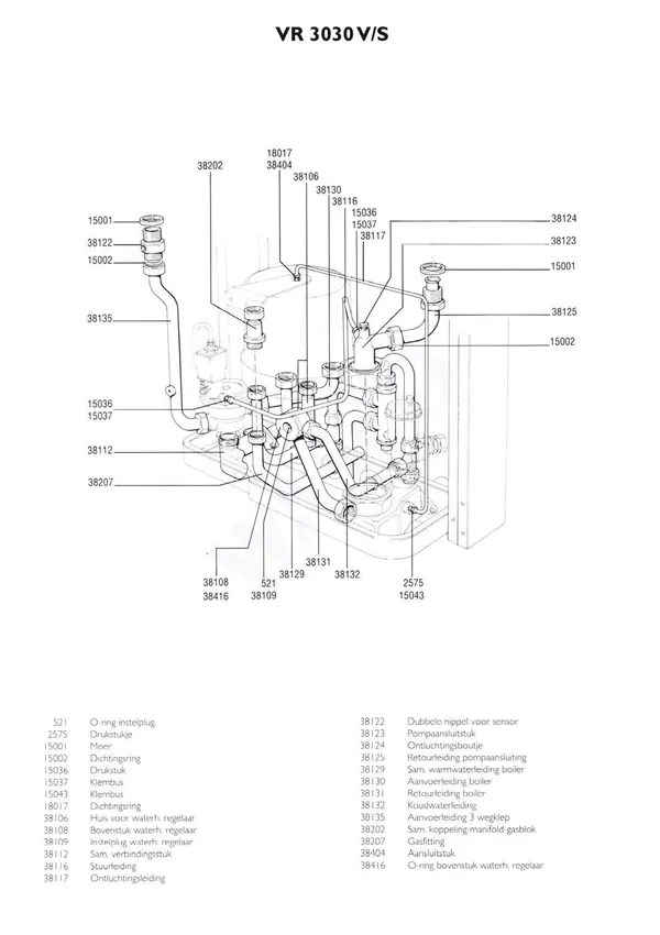 Exploded view Nefit (Bosch) VR 3030S Combi: Leidingen