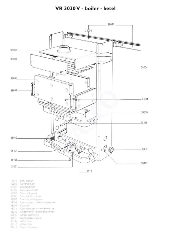 Exploded view Nefit (Bosch) VR 3030V Boiler: Frame