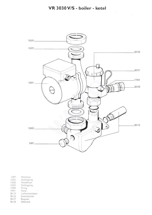Exploded view Nefit (Bosch) VR 3030V Boiler: Pomp