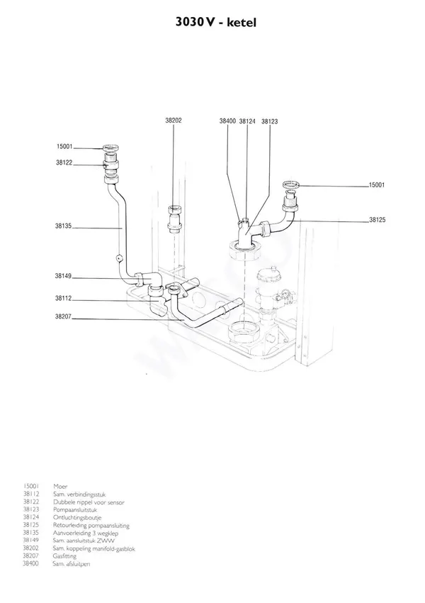 Vue éclatée Nefit (Bosch) VR 3030V Chaudière : Tuyaux