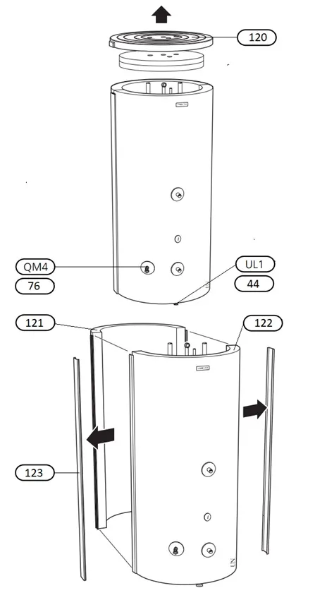 Exploded view Nibe PCU/PUB 160/200/270/500: Mantel