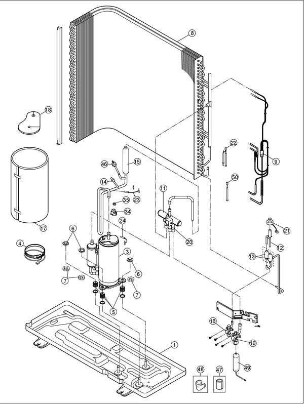 Vue éclatée Panasonic WH-MDC05H3E5 : Circuit frigorifique