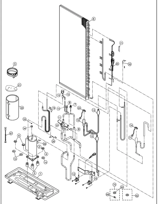 Exploded view Panasonic WH-MXC12J9E8: Refrigerant system