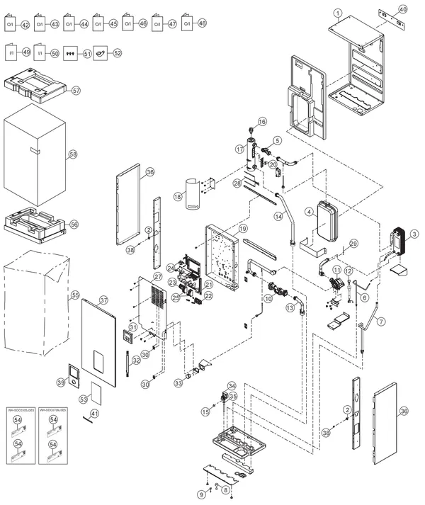 Exploded view Panasonic WH-SDC0305J3E5: Binnenunit