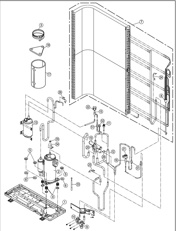 Exploded view Panasonic WH-UD16HE8: Buitenunit