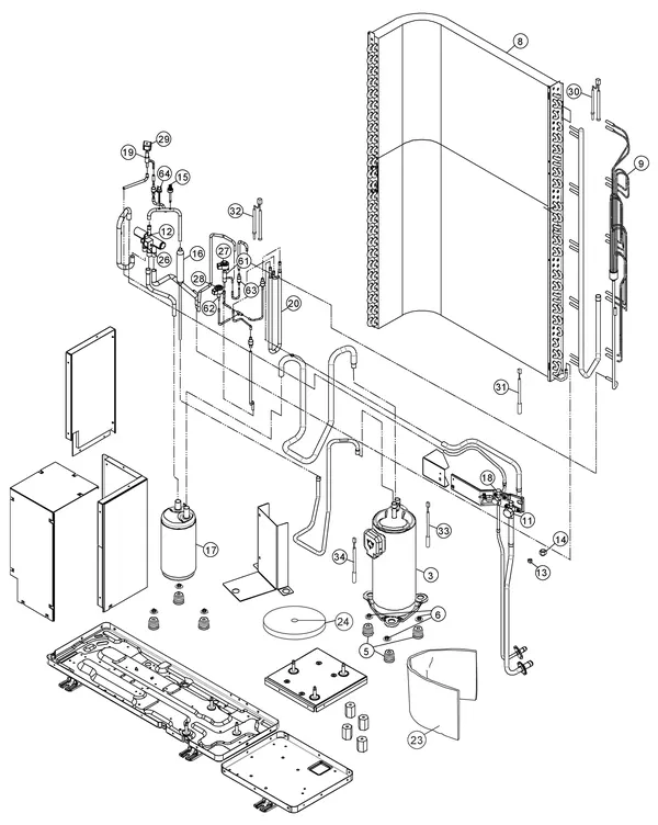 Exploded view Panasonic WH-UQ12HE8: Buitenunit