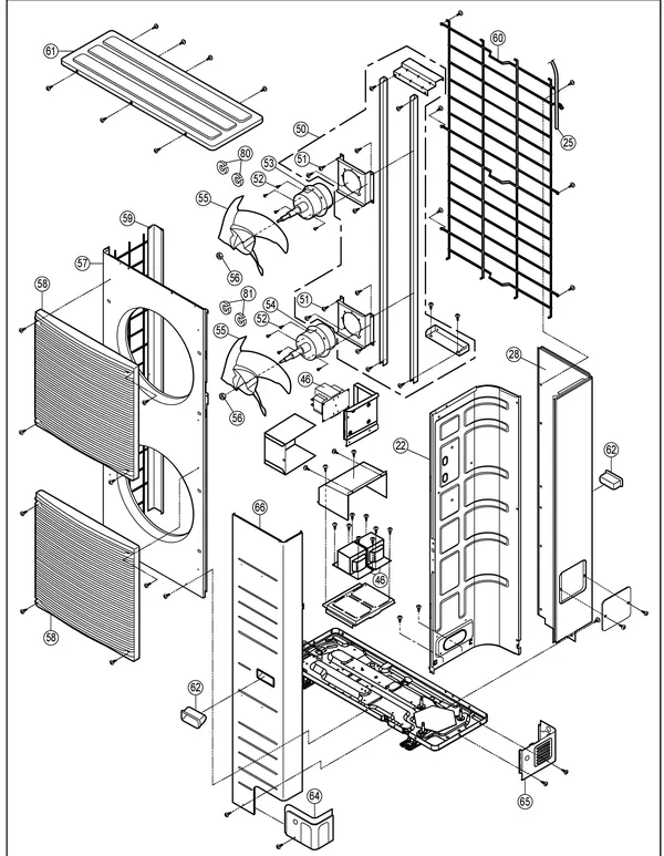 Vue éclatée Panasonic WH-UX12HE8 : Unité extérieure