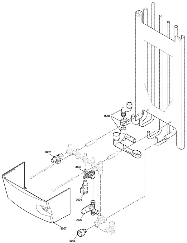 Exploded view Remeha Avanta 35C Combi-CW5: Aansluitdelen