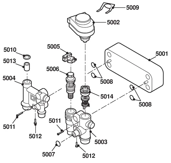 Exploded view Remeha Avanta 35C Combi-CW5: Waterzijdig