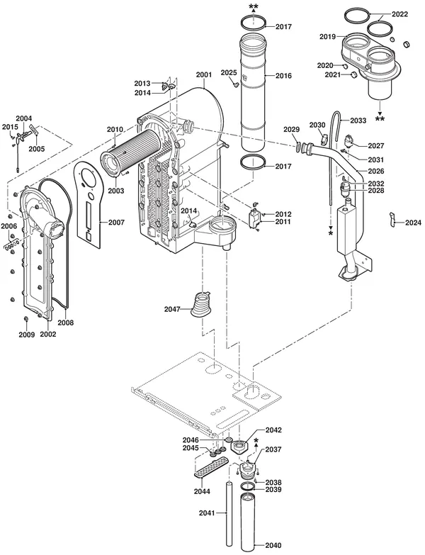 Exploded view Remeha Quinta Pro 115 Solo: Binnenwerk
