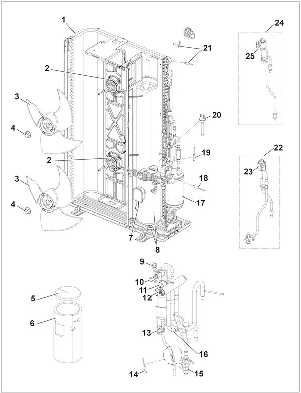 Exploded view Remeha Buitenunit AWHP 11-16 MR-2 R3 + TR-2 R3: Groep