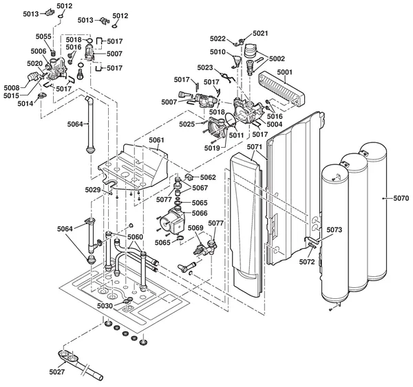 Exploded view Remeha Calenta 25L Combi CW6: Aansluitblok sifon