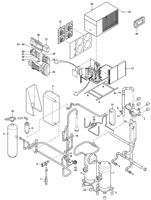 Vue éclatée Remeha E-HP AW 88 Ace / Cool Ace : Vue d'ensemble