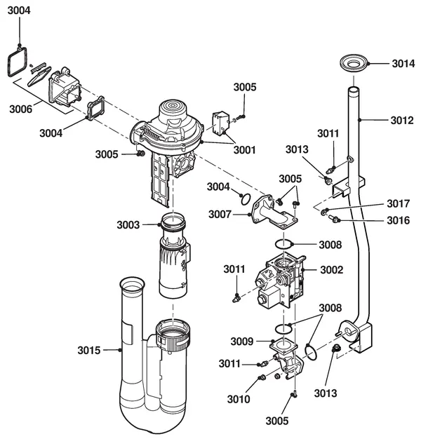Exploded view Remeha Gas 220 Ace 160: Gas ventilator