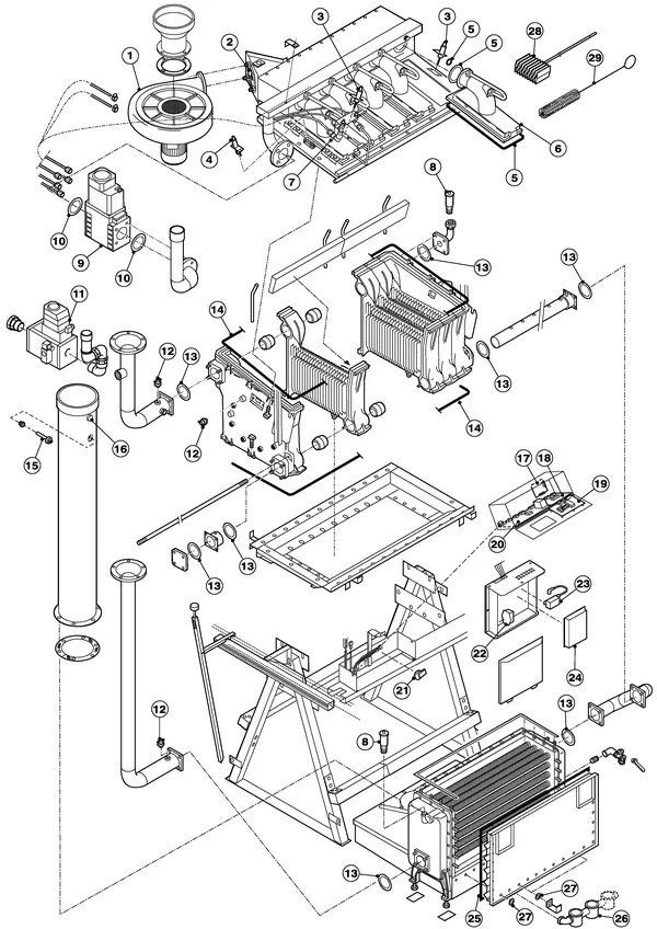 Exploded view Remeha Gas 3002: Totaaloverzicht