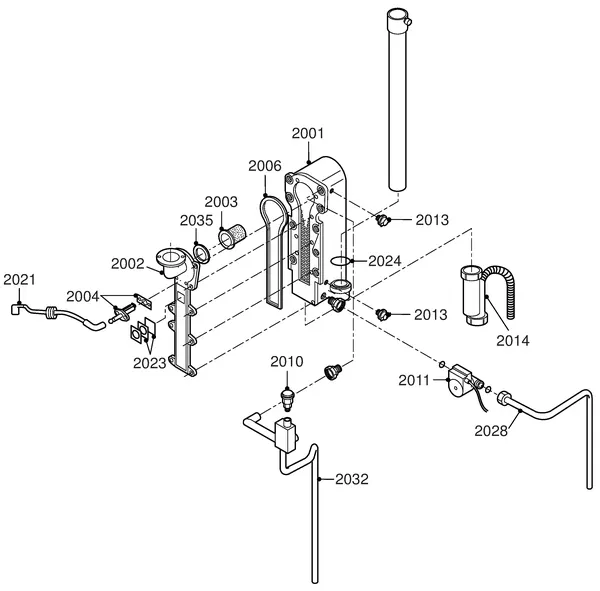 Exploded view Remeha W21 Eco Solo: Binnenwerk