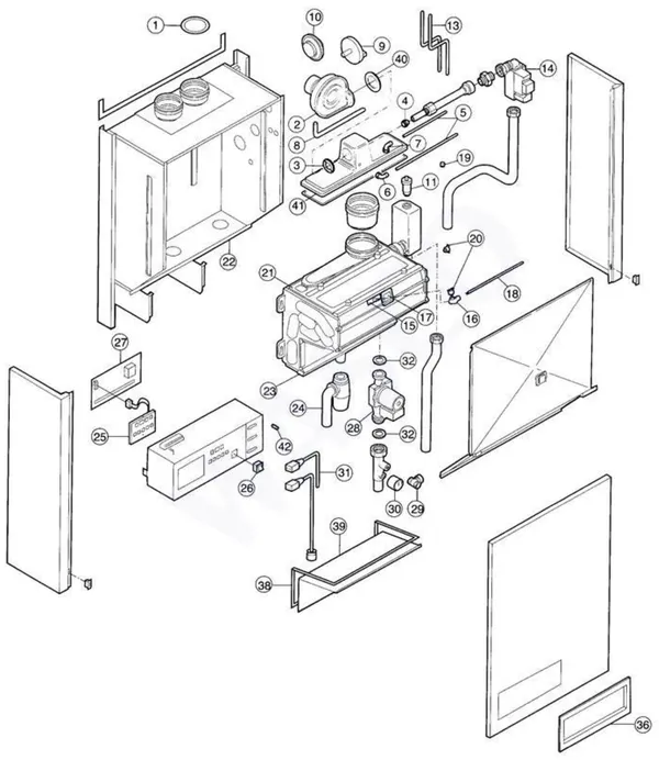 Exploded view Remeha W40 Eco 1:9: Totaaloverzicht