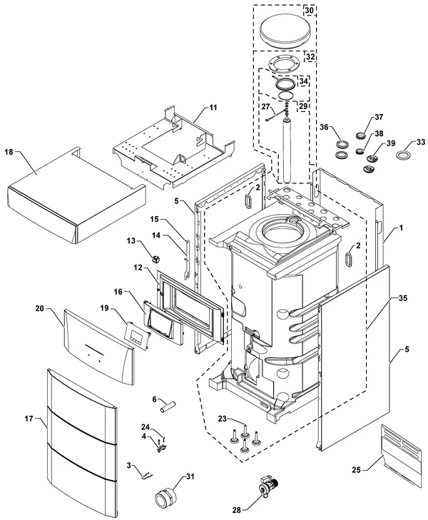 Exploded view Remeha WPR-2/H V200 4-8kW: Binnenmodule