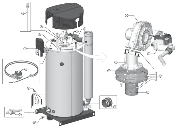 Exploded view A.O. Smith BFC 100 (na 09-2009): Totaaloverzicht