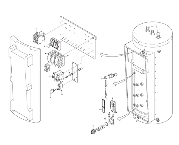 Exploded view A.O. Smith DRE 120 18kW (tot 04-2022): Totaaloverzicht tot 02 10