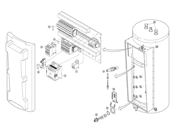 Exploded view A.O. Smith DRE 80 18kW (tot 04-2022): Totaaloverzicht vanaf 03 10