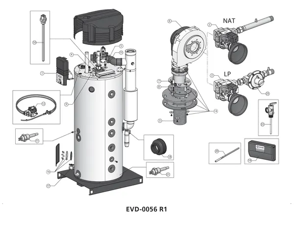 Exploded view A.O. Smith SGE 60 (na 31-12-2012): Totaaloverzicht
