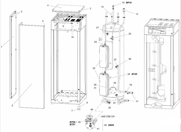 Exploded view Stiebel Eltron LWZ 8 CS Premium (02/2019): Mantel en boiler