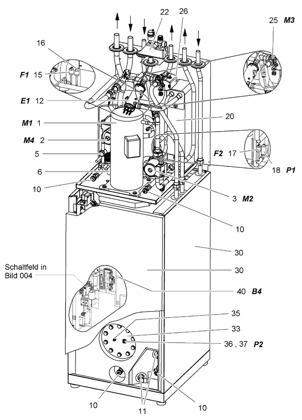Exploded view Stiebel Eltron WPC 5-13 INTEGRAL MIT R410A (06/2004-03/2005): Functiedelen en koelunit