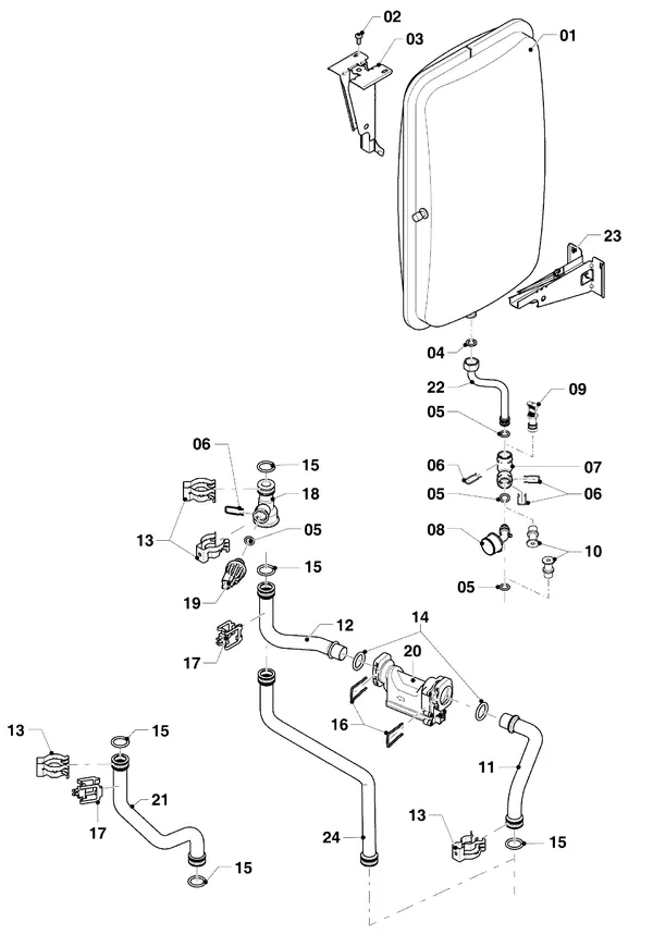 Exploded view Vaillant ecoTEC plus VHR 35/40 CS/1-5: Hydraulikdelen