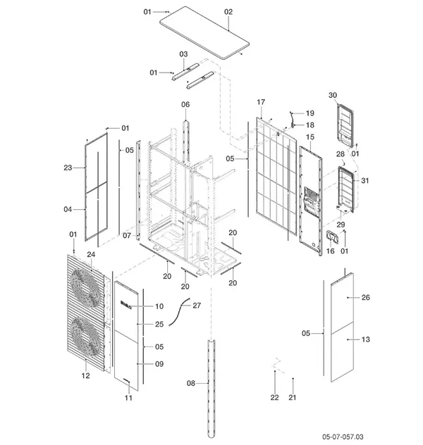 Exploded view Vaillant aroTHERM VWL 125/6 A R1 400V: Manteldelen