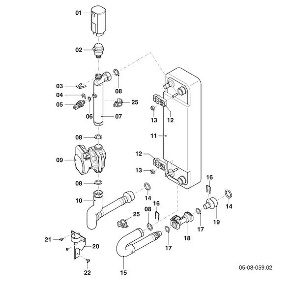 Exploded view Vaillant aroTHERM VWL 35/6 A R2: Hydraulische delen