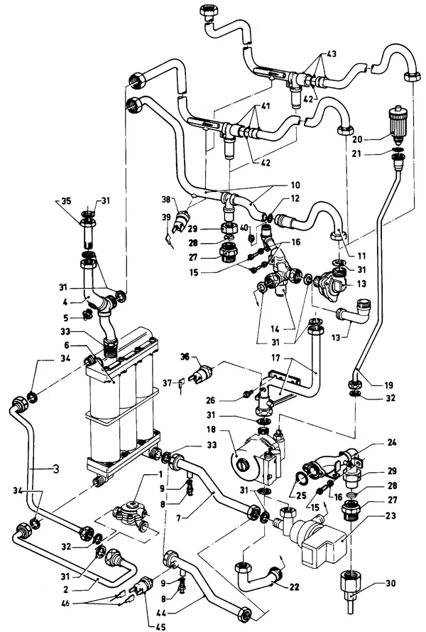Exploded view Vaillant Combiketel Turbo CWK 24-12 SO28: Aansluitdelen
