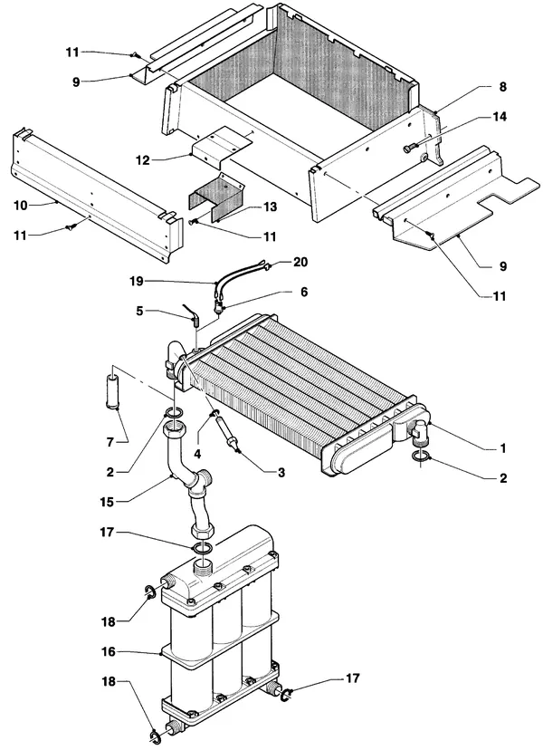Exploded view Vaillant Combiketel Turbo CWK 24-12 SO28: Warmtewisselaar