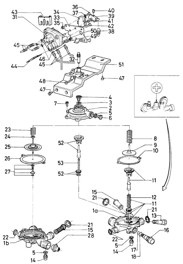 Exploded view Vaillant Combiketel Turbo CWK 24-12 SO28: Watergedeelte tot 04