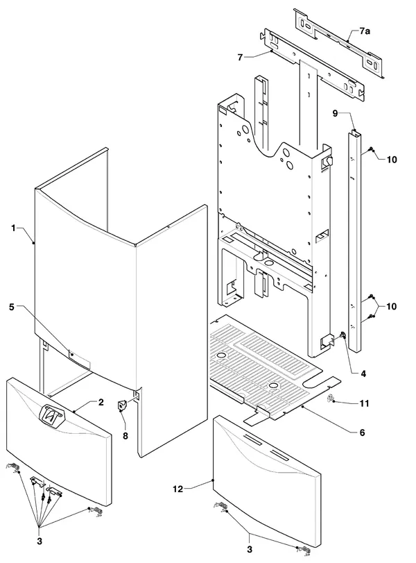 Exploded view Vaillant Combiketel Turbo CWK 245/3 R1: Manteldelen