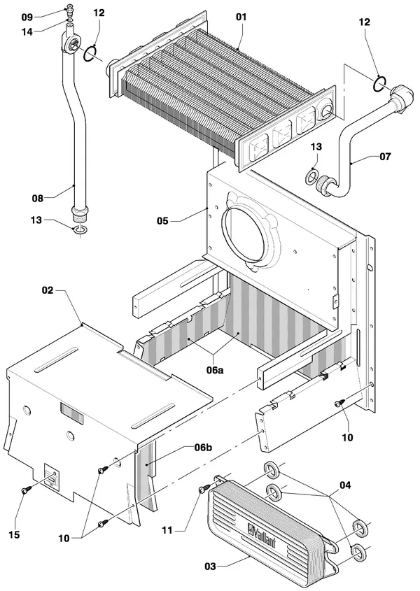 Exploded view Vaillant Combiketel Turbo CWK 245/4-5: Warmtewisselaar