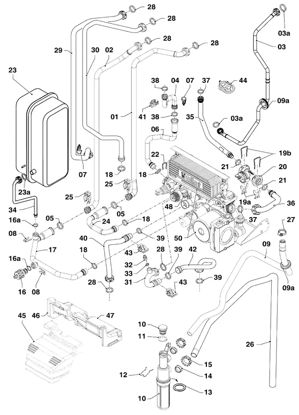 Vue éclatée Vaillant ecoCOMPACT VSC 306/4-5 150 R1 : Pièces de raccordement