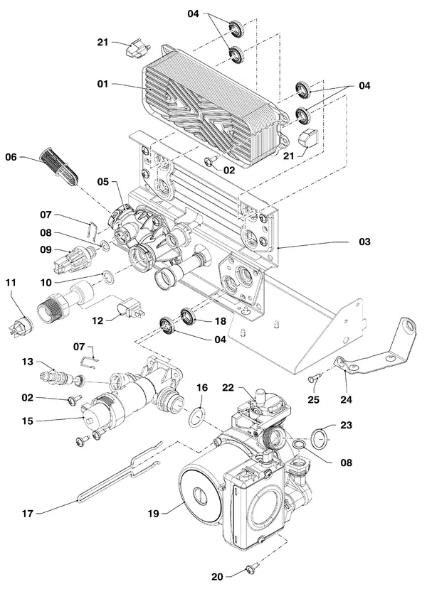 Vue éclatée Vaillant ecoCOMPACT VSC 306/4-5 150 R1 : Pompe
