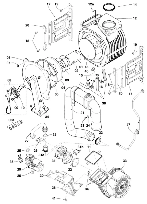 Exploded view Vaillant ecoCOMPACT VSC 306/4-5 90 R1: Brander gasblok warmtewisselaar