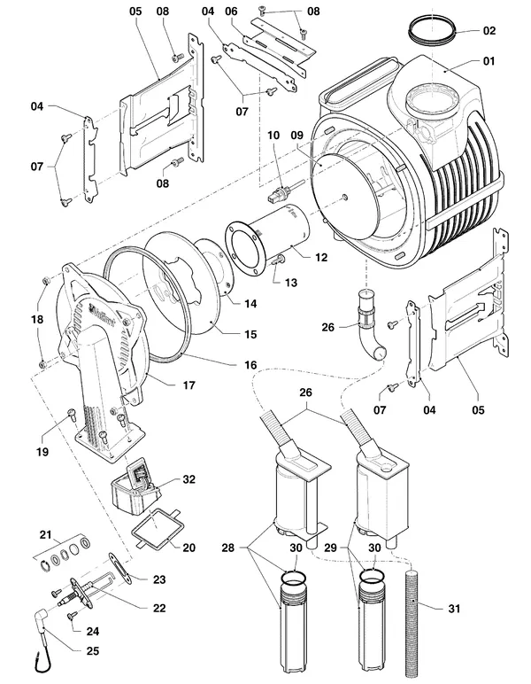 Exploded view Vaillant ecoTEC pro classic VHR 23-28/5-3 EXP R4: Brander warmtewisselaar